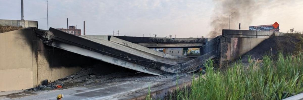 Collapsed portion of I-95
