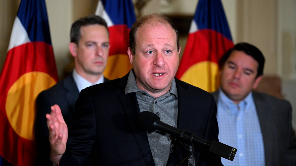 Colorado Gov. Jared Polis speaks at a press conference in Denver on May 9, 2023.
