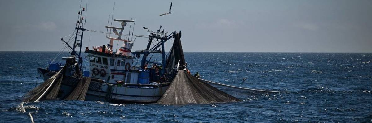 Commercial fishing boat at sea