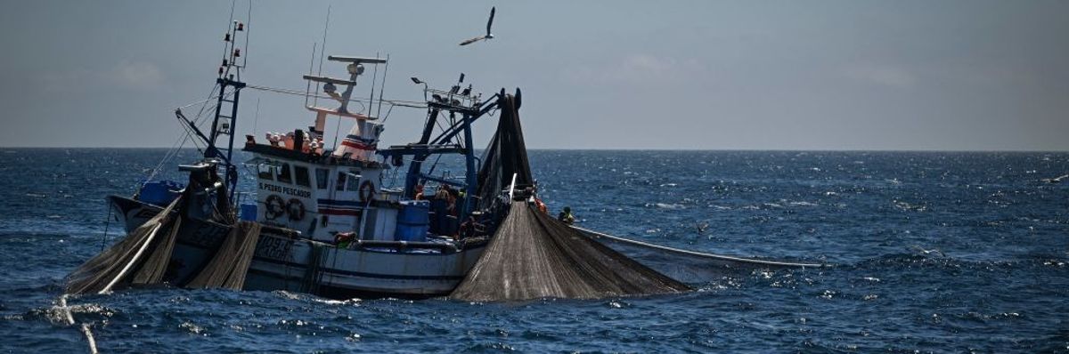 Commercial fishing boat at sea