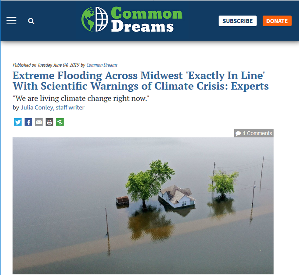 Common Dreams: Extreme Flooding Across Midwest 'Exactly In Line' With Scientific Warnings of Climate Crisis: Experts