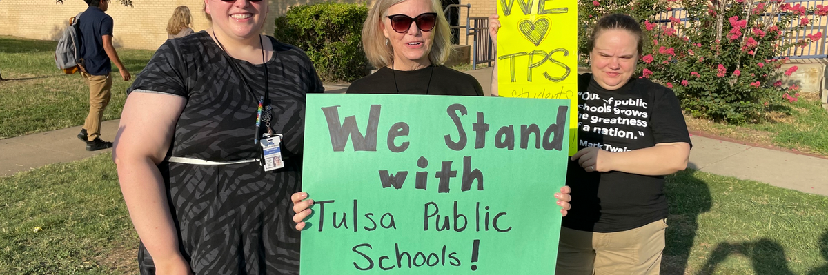 Community members attend a rally in support of Tulsa, Oklahoma ​schools 