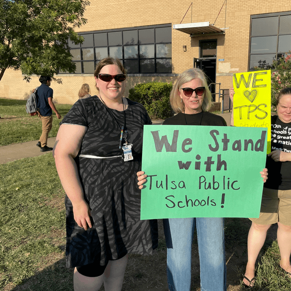 Community members attend a rally in support of Tulsa, Oklahoma schools
