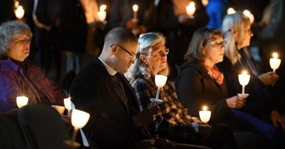 Community members attended a vigil in honor of the victims of the Tree of Life Synagogue shooting in Pittsburgh this week. (Photo: @TheEagle/Twitter)
