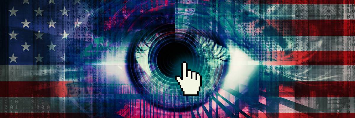 Composite digital eye and American flag