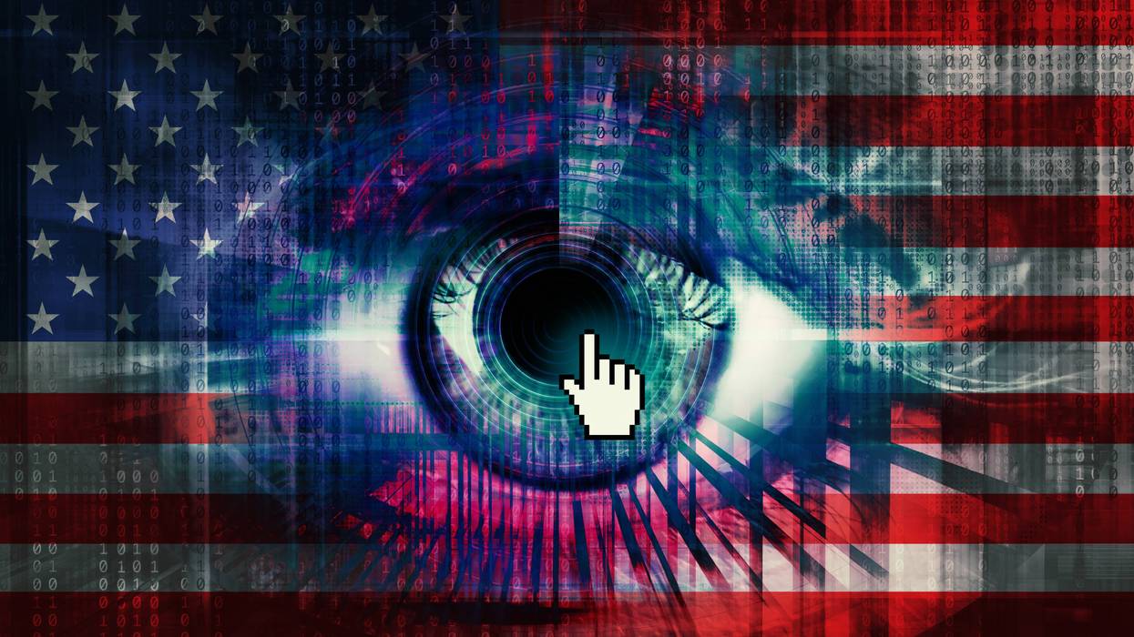 Composite digital eye and American flag