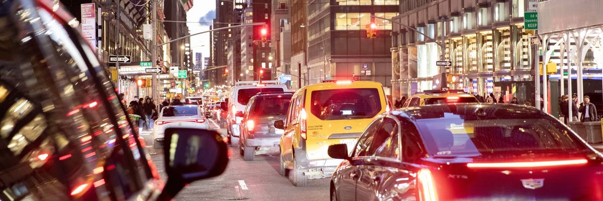 Congestion pricing plate readers are installed over Lexington Avenue on December 18, 2023 in New York City.