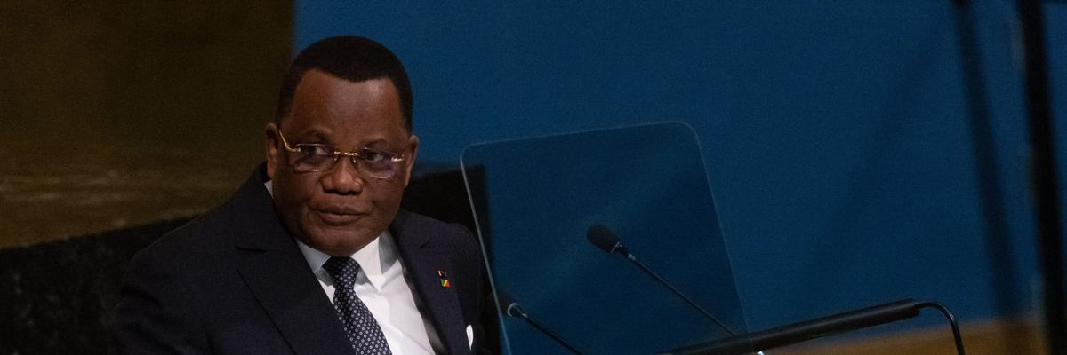 Congolese Foreign Minister Jean-Claude Gakosso speaking at the UN General Assembly