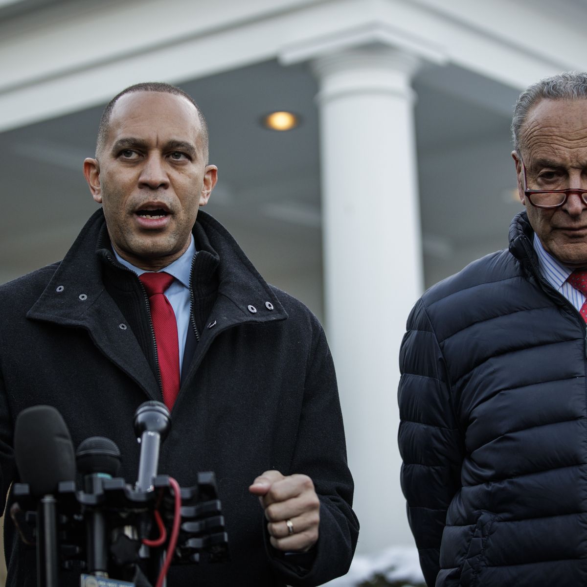 Congressional Leaders Speak To The Press After Meeting With President Biden