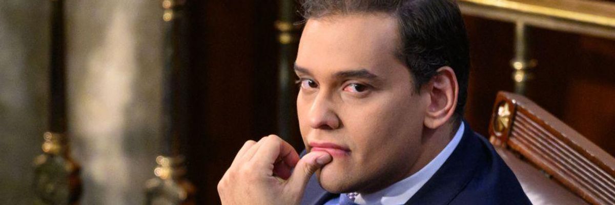 Congressman George Santos (R-N.Y.) looks on as the U.S. House of Representatives convenes for the 118th Congress at the U.S. Capitol in Washington, D.C., January 3, 2023.