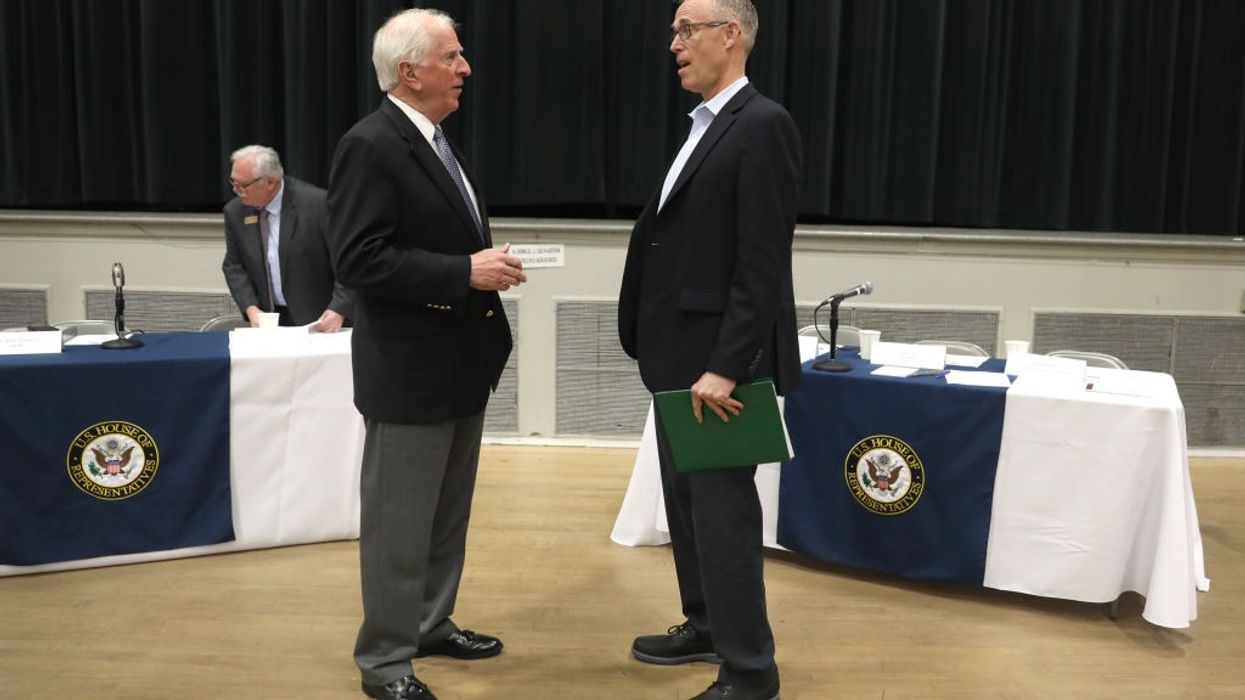 Congressman Mike Thompson (left) talks with congressman Jared Huffman (right) before a community meeting for north bay fire victims at Veterans Memorial Auditorium on Wednesday, Feb. 20, 2019, in Santa Rosa, Calif. Rep. Mike Thompson leads much of the Ho
