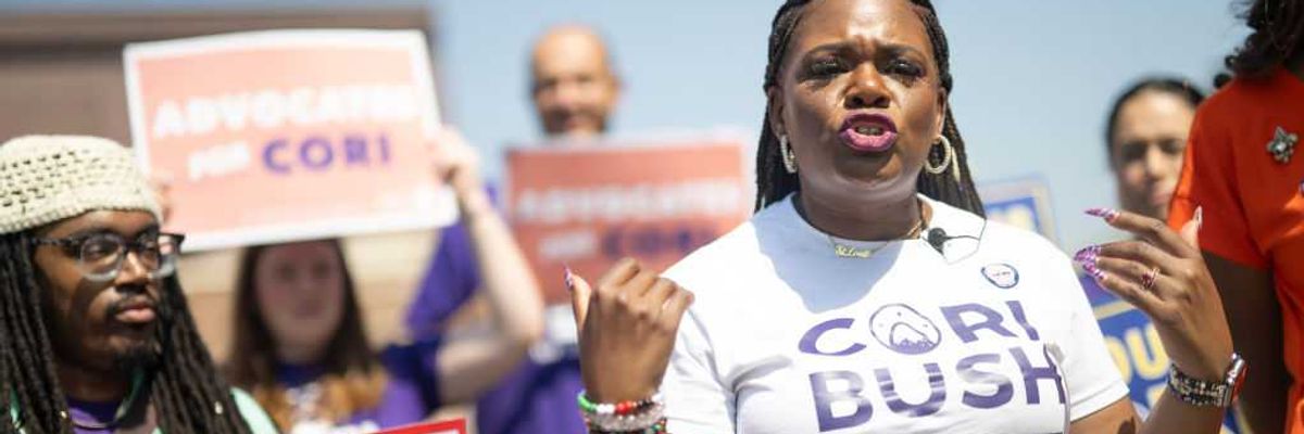 Congresswoman Cori Bush visits polls during Missouri's Primary Election
