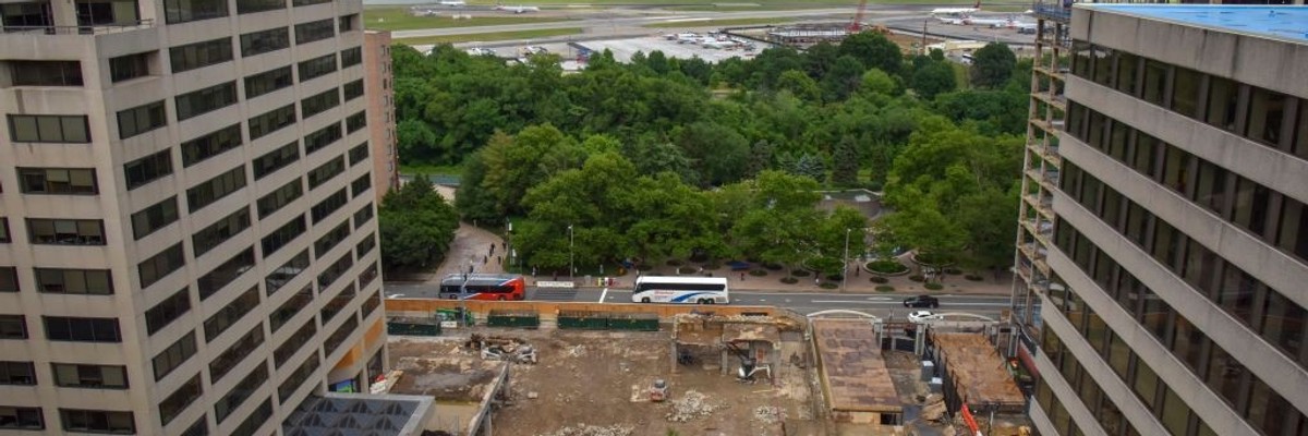 Construction is underway at Amazon's second headquarters in Arlington, Virginia on June 10, 2019.