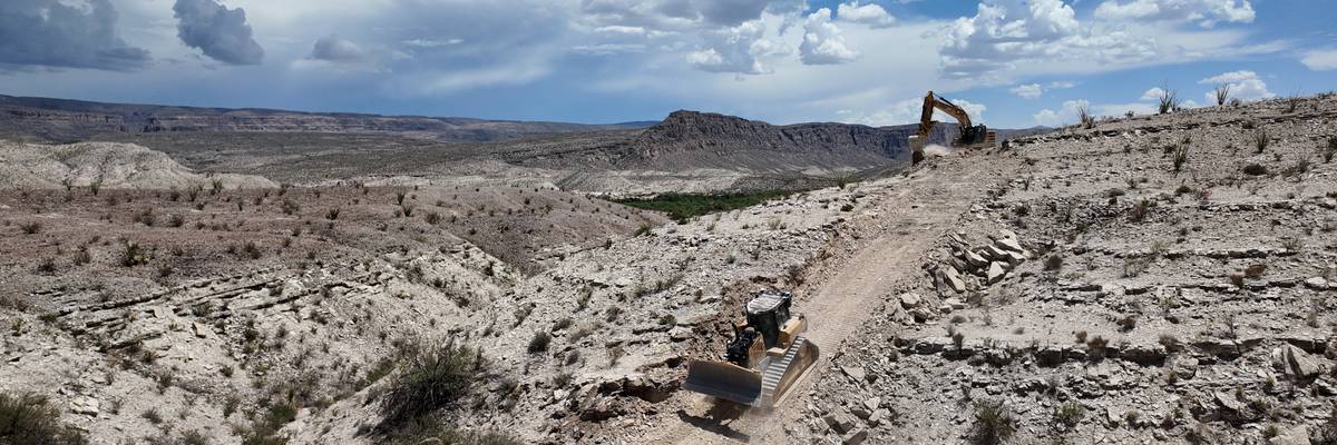 Construction work is conducted at Mariscal Mountain in Big Bend Naitonal Park