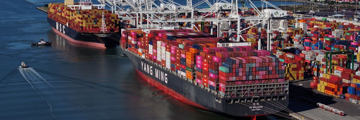 Container ships in Oakland.