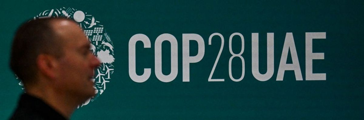 COP28 logo in Dubai