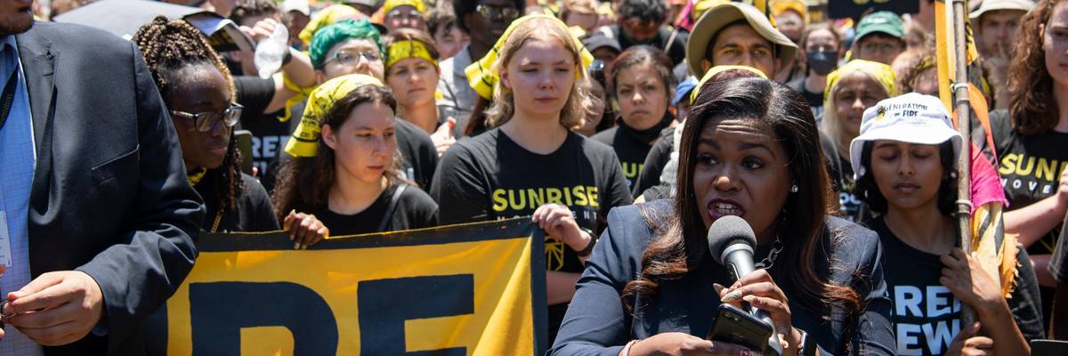 Cori Bush oustide White House