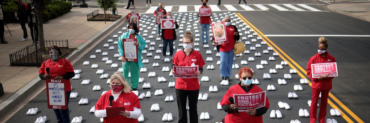 Covid-19 nurses protest.