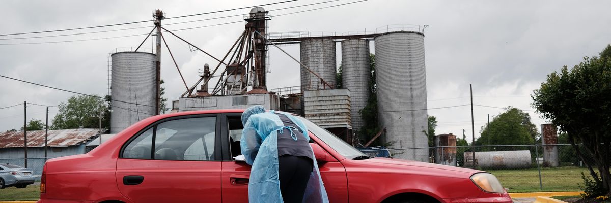 Covid testing in a parking lot