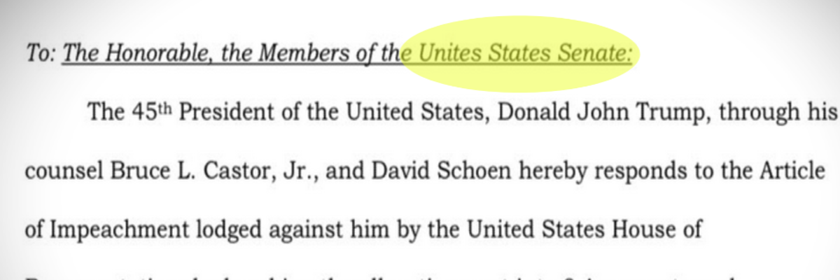 Critics Lambaste Errors--Both Spelling and Legal--in Trump Impeachment Defense Filing