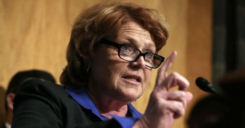 Critics were quick to mock any possible political calculus behind Heitkamp's decision to back Pompeo, arguing that a 'yes' vote won't help her standing among Trump voters in her upcoming reelection bid or stop Republicans from attacking her. (Photo: Alex Wong/Getty Images)