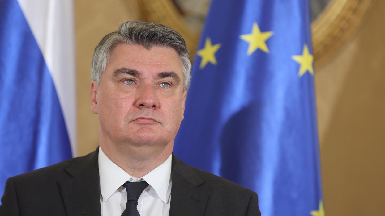 Croatian President Zoran Milanovic holds a press conference