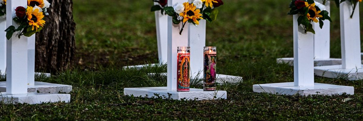 Crosses represent some of those killed during the Uvalde massacre
