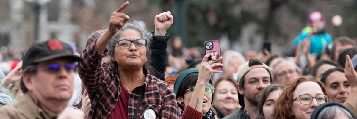 Crowd at Sanders/Ocasio-Cortez rally.