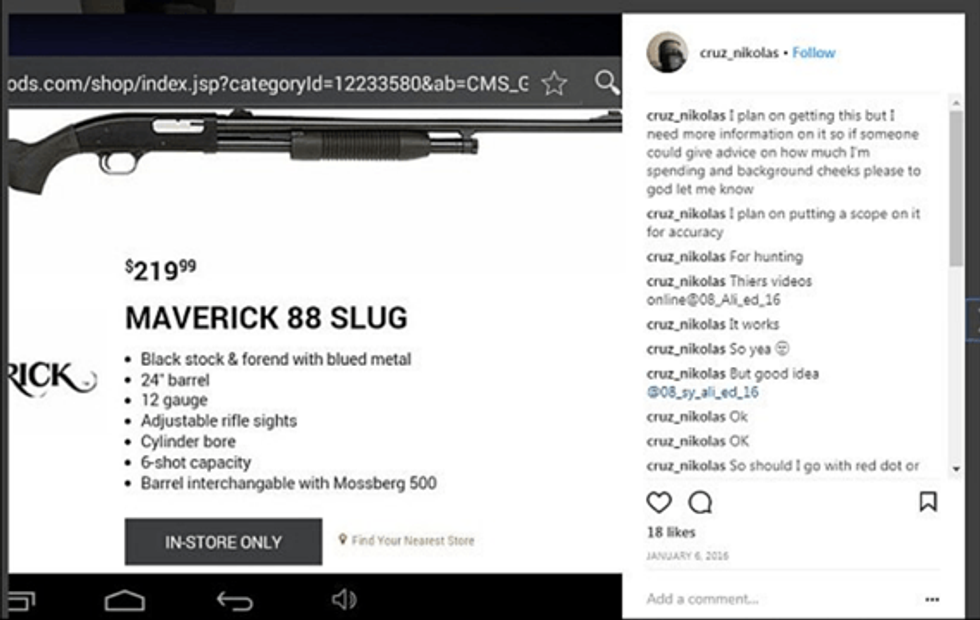 Cruz uploaded this ad from Dick's Sporting Goods to his Instagram account.