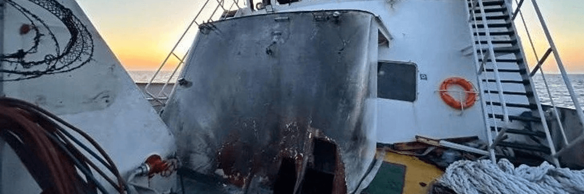 Damate to Freedom Flotilla vessel.