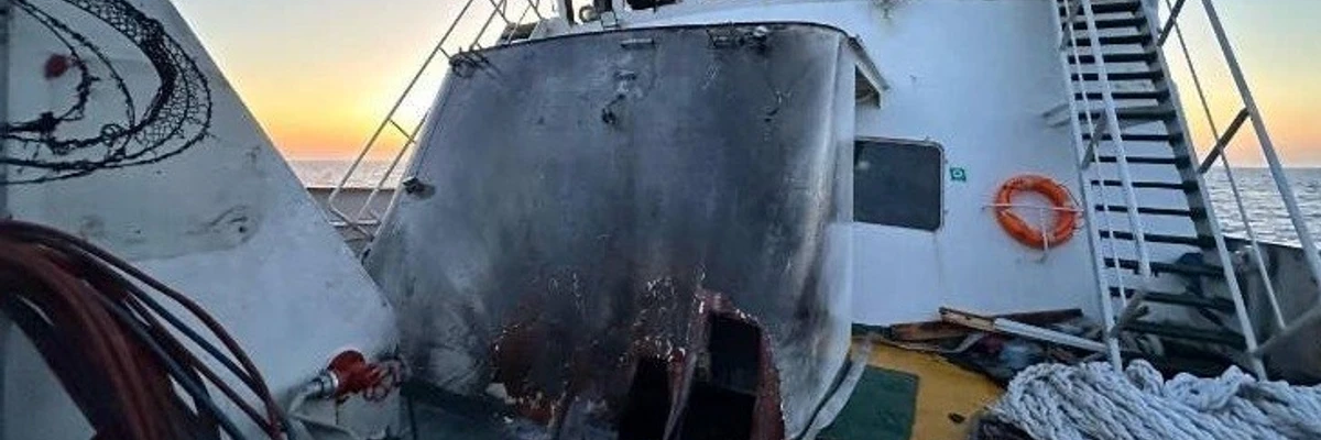 Damate to Freedom Flotilla vessel.