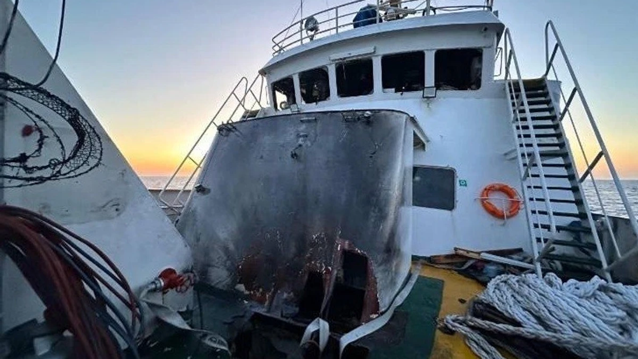 Damate to Freedom Flotilla vessel.