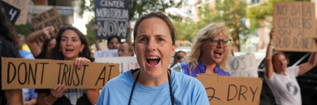 Data Center Protest - outside the Austin Marriott Downtown