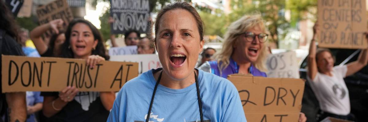 Data Center Protest - outside the Austin Marriott Downtown