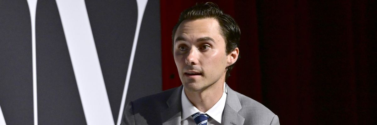 David Hogg speaks onstage during the Fast Company Innovation Festival