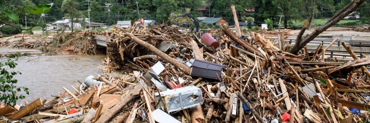 debris in Lake Lure, North Carolina