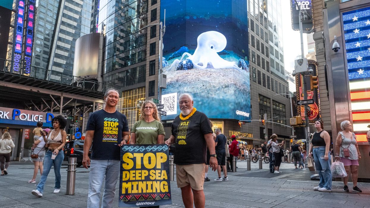 Deep-sea mining billboard in Times Square. DO NOT REUSE.