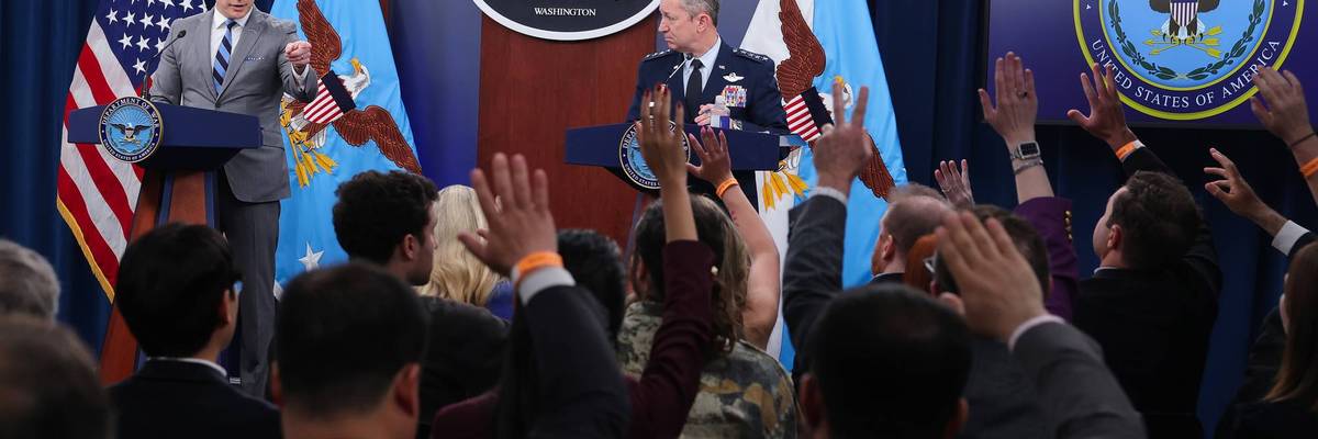 Defense Secretary Hegseth And Joint Chiefs Chairman Caine Hold Pentagon Press Briefing