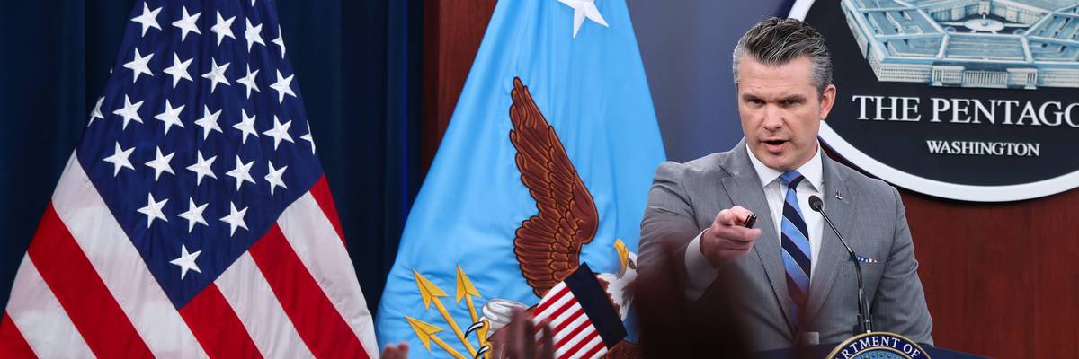 Defense Secretary Hegseth And Joint Chiefs Chairman Caine Hold Pentagon Press Briefing