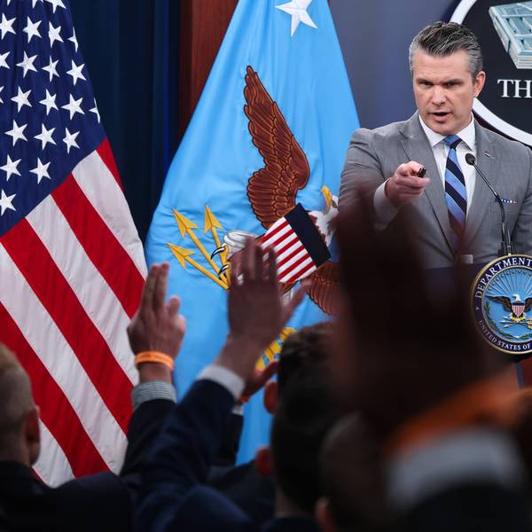 Defense Secretary Hegseth And Joint Chiefs Chairman Caine Hold Pentagon Press Briefing