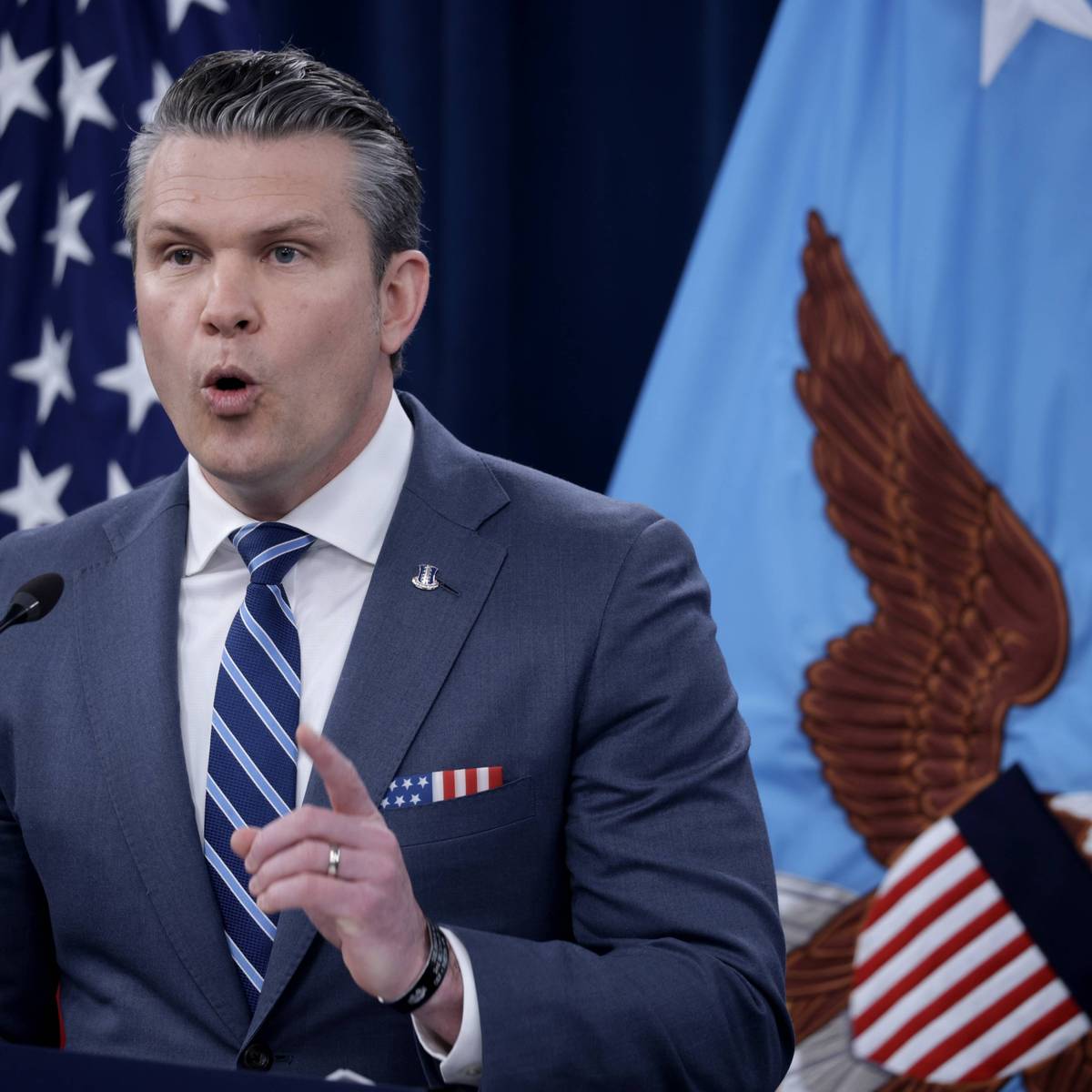 Defense Secretary Hegseth And Joint Chiefs Chairman Caine Hold Press Briefing