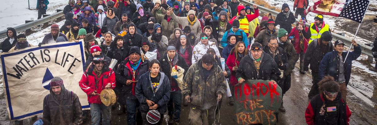 Defiant Dakota Access Pipeline water protectors