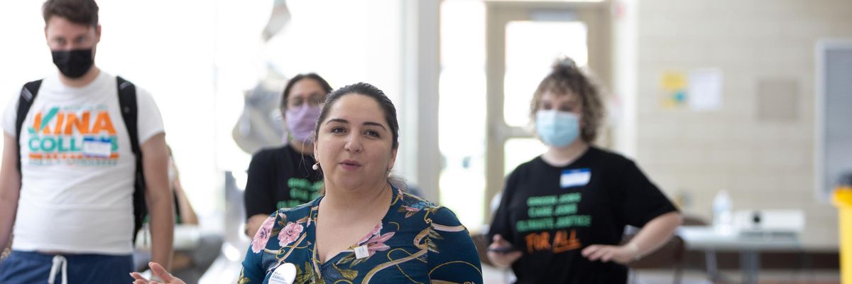 Delia Ramirez speaks at a climate event