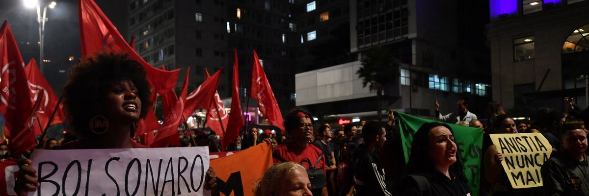 Democracy advocates march in São Paulo on January 9, 2023