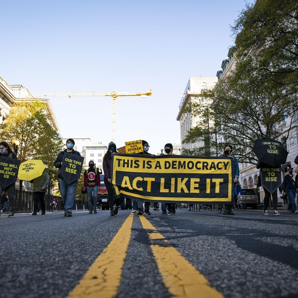 democracy defenders rally