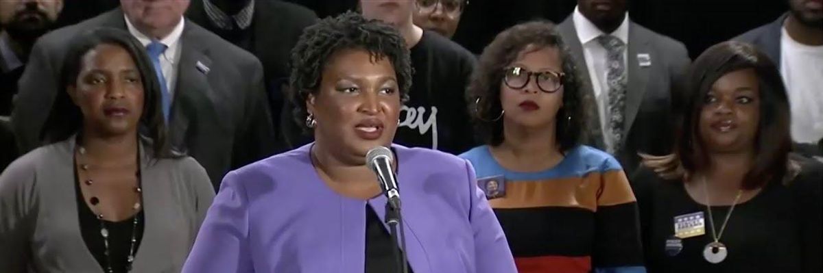 'Not a Speech of Concession': Applause for Powerful Defiance as Stacey Abrams Ends Bid in Georgia by Condemning 'Deliberate' Voter Suppression by GOP