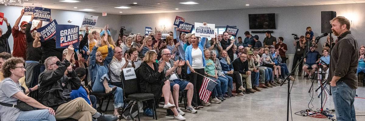 Democratic Candidate Graham Platner Holds A Town Hall As He Campaigns for Senate In Maine