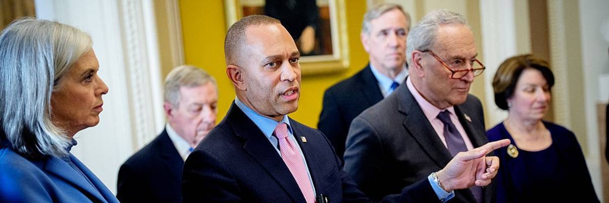 Democratic Leaders Schumer and Jeffires Speak At The U.S. Capitol