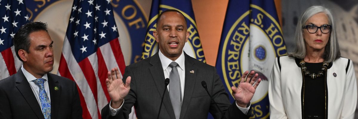 Democratic leaders speak at a press conference