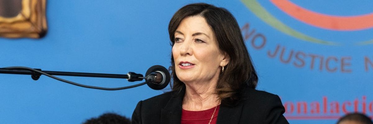 Democratic New York Gov. Kathy Hochul speaks on Martin Luther King Jr. Day 2023